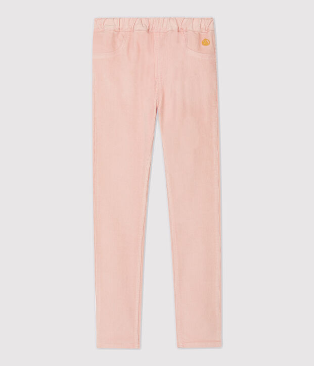 Pantal&oacute;n slim de terciopelo de ni&ntilde;a rosa