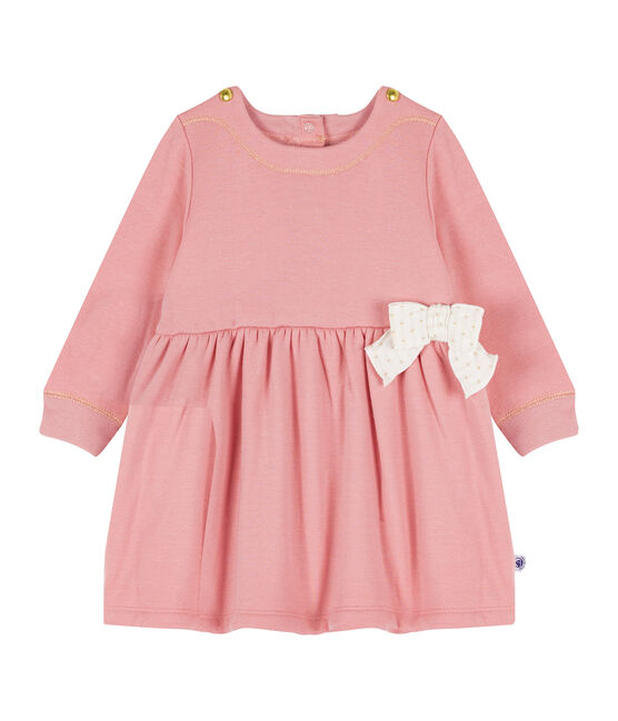 Vestido de manga larga en terciopelo para bebé niña rosa CHARME CN