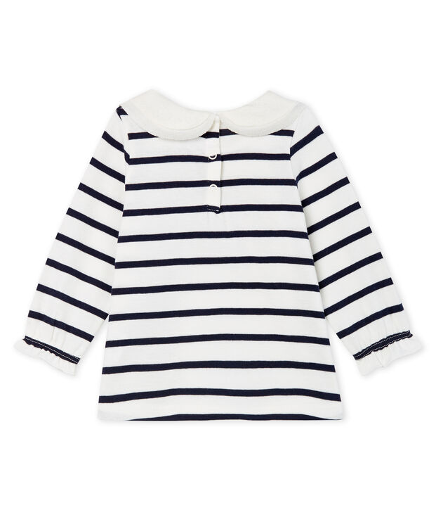 Blusa de manga larga con rayas marineras para beb&eacute; ni&ntilde;a blanco/azul