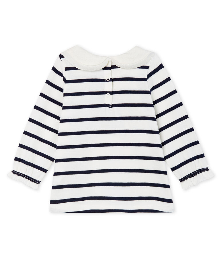 Blusa de manga larga con rayas marineras para beb&eacute; ni&ntilde;a blanco/azul