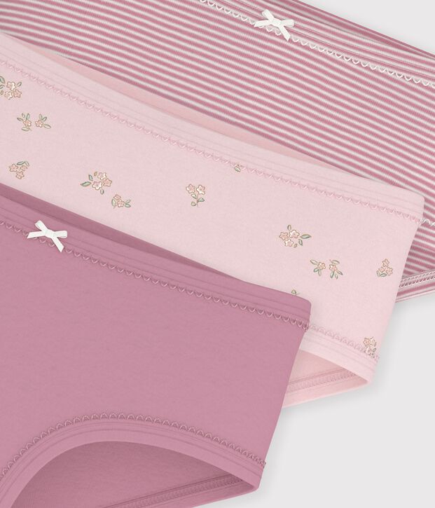 Juego de braguitas infantiles de algod&oacute;n de talle alto con flores multicolor