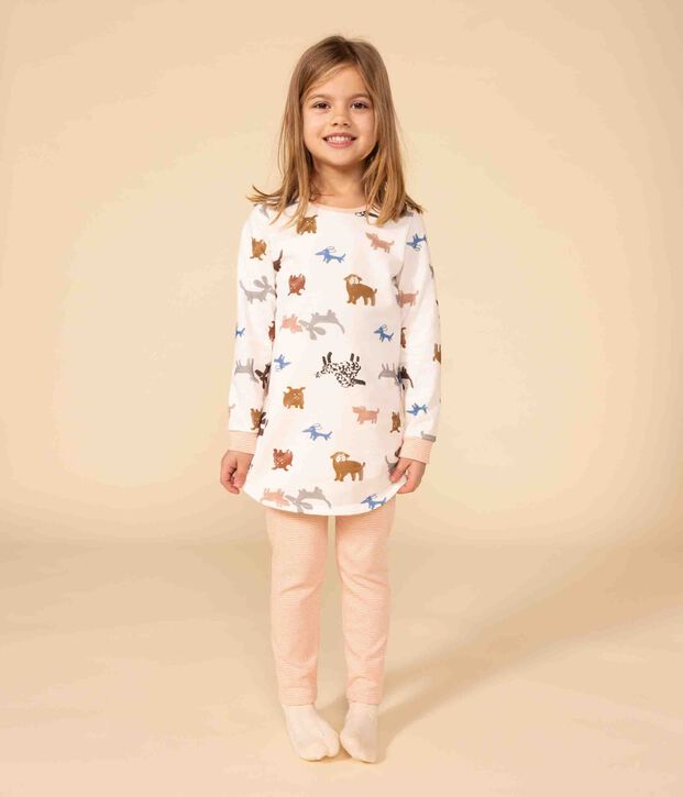Camis&oacute;n de manga larga de felpa con perro para ni&ntilde;a blanco/multicolor