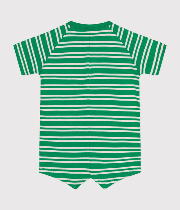 Mono corto de punto para beb&eacute; verde/crudo