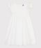 Vestido infantil liso de algodón de manga corta blanco ECUME