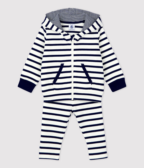 Conjunto a rayas marineras de dos piezas ecológicas para bebé blanco MARSHMALLOW/azul SMOKING