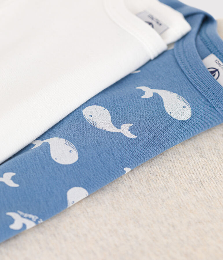 Juego de 3 bodis de algod&oacute;n de manga larga ballena para beb&eacute; multicolor