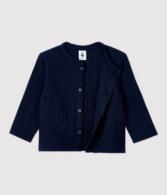 Camisa de gasa de algodón ecológico para bebé azul SMOKING