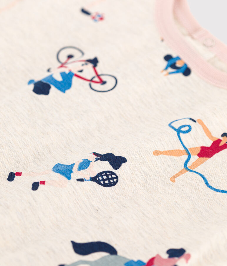 Vestido de manga corta de punto fino para beb&eacute; beige/multicolor