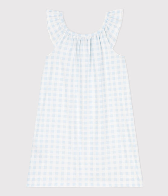 Camisón de algodón con estampado vichy para niña azul MARSHMALLOW/blanco GOMME