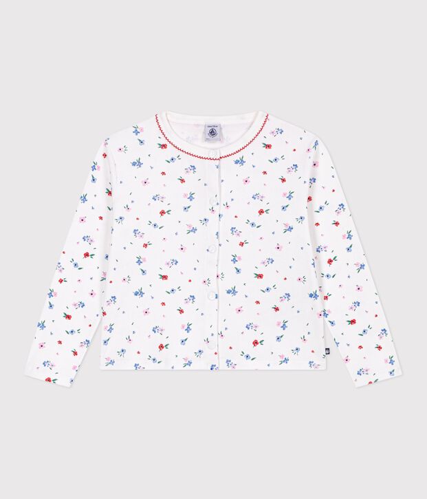C&aacute;rdigan infantil de algod&oacute;n con estampado de flores blanco/multicolor