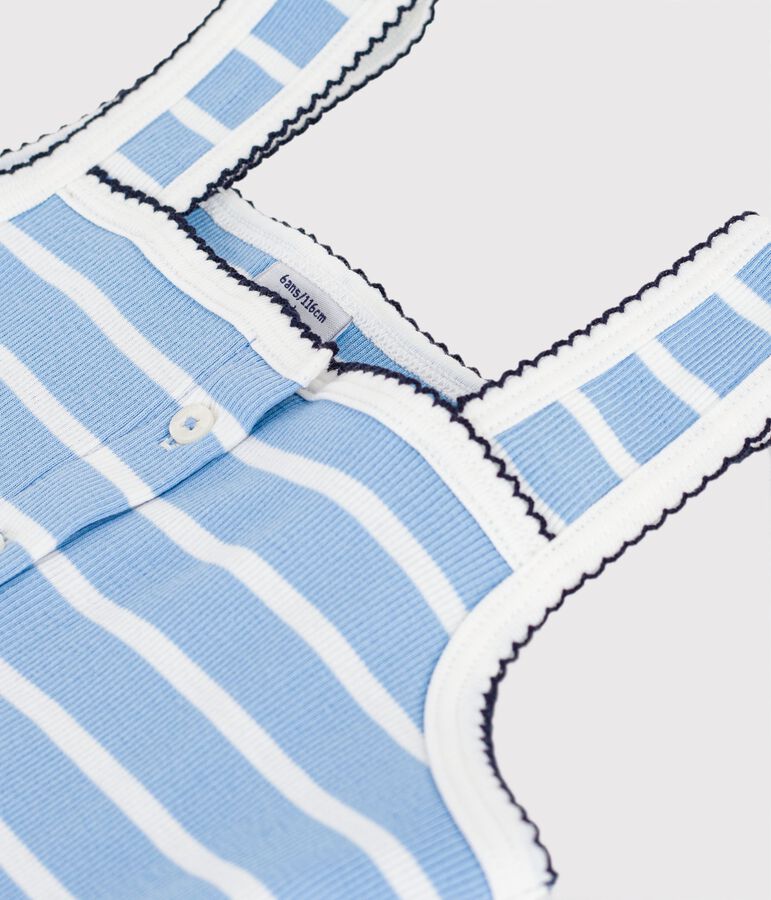 Camiseta infantil de tirantes de algod&oacute;n a rayas azul/blanco