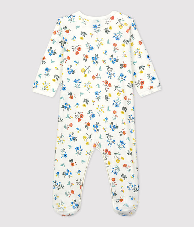 Pelele de beb&eacute; con estampado de flores de algod&oacute;n blanco/multicolor