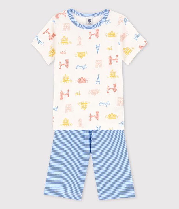 Pijama de Par&iacute;s de ni&ntilde;o de algod&oacute;n blanco/multicolor