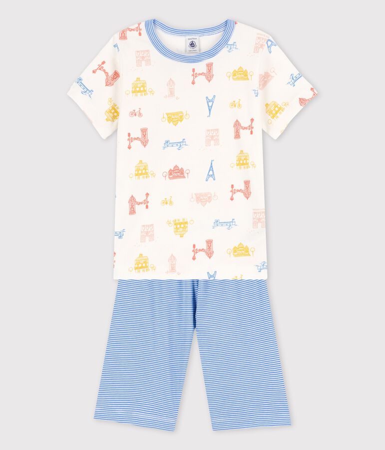 Pijama de Par&iacute;s de ni&ntilde;o de algod&oacute;n blanco MARSHMALLOW/blanco MULTICO