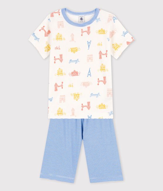 Pijama de París de niño de algodón blanco MARSHMALLOW/blanco MULTICO