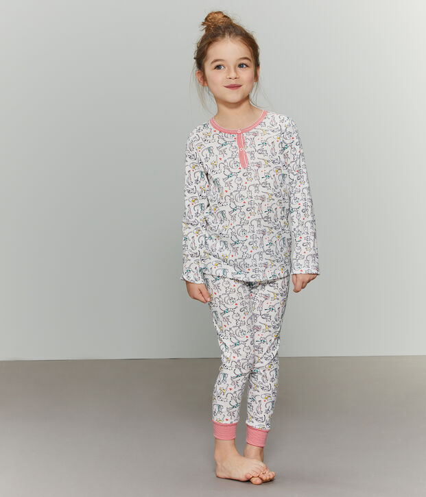 Pijama de punto blanco/multicolor