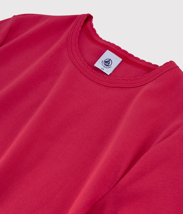 Camiseta de cuello redondo emblem&aacute;tica de algod&oacute;n de mujer rosa