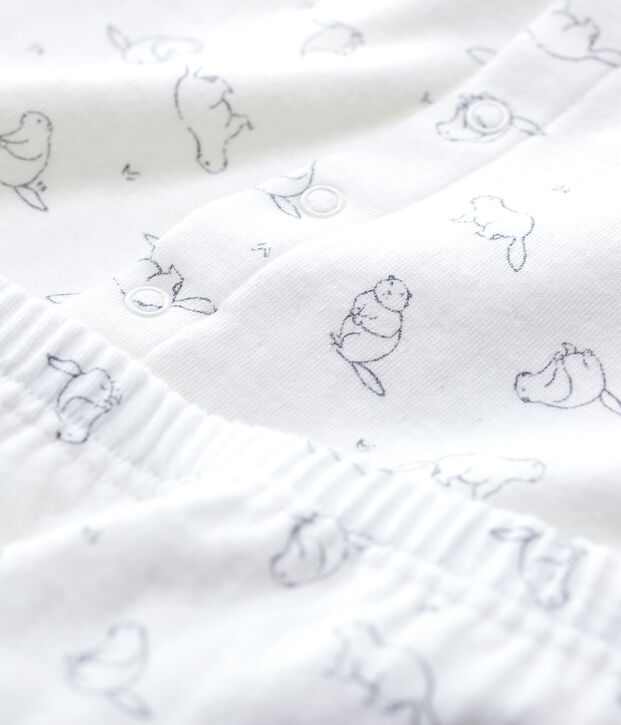 Conjunto de 2 prendas con estampado de marmotas de beb&eacute; de algod&oacute;n org&aacute;nico blanco/gris