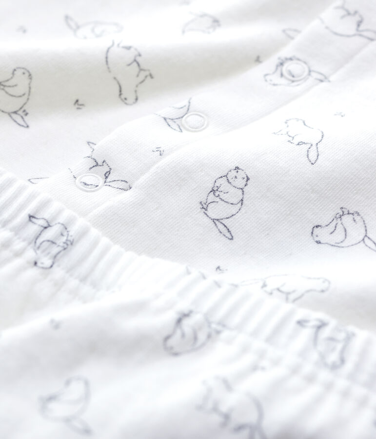 Conjunto de 2 prendas con estampado de marmotas de beb&eacute; de algod&oacute;n org&aacute;nico blanco/gris