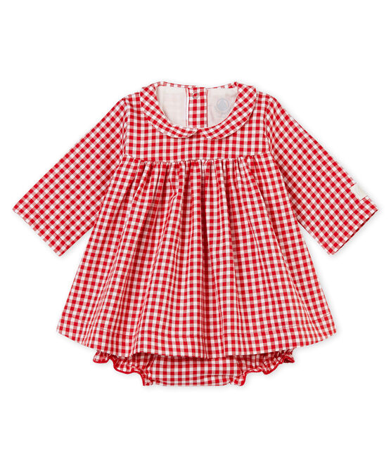 Vestido de manga larga y braguita bloomer vichy rojo TERKUIT/blanco MARSHMALLOW