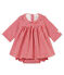 Vestido de manga larga y braguita bloomer vichy rojo TERKUIT/blanco MARSHMALLOW