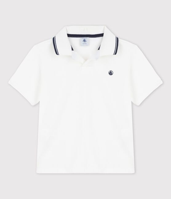 Polo de manga corta de punto de niño blanco MARSHMALLOW