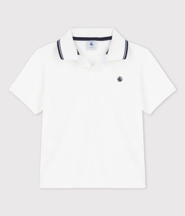 Polo de manga corta de punto de ni&ntilde;o blanco