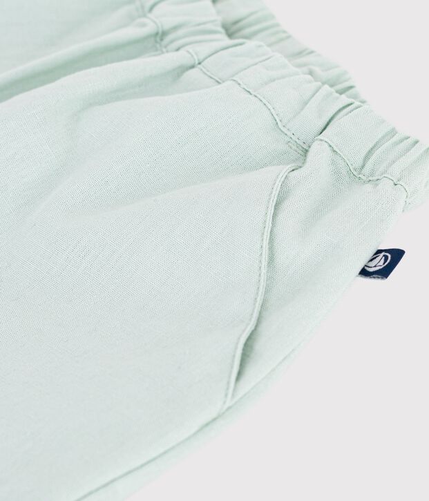 Pantal&oacute;n liso de algod&oacute;n/lino para beb&eacute; verde