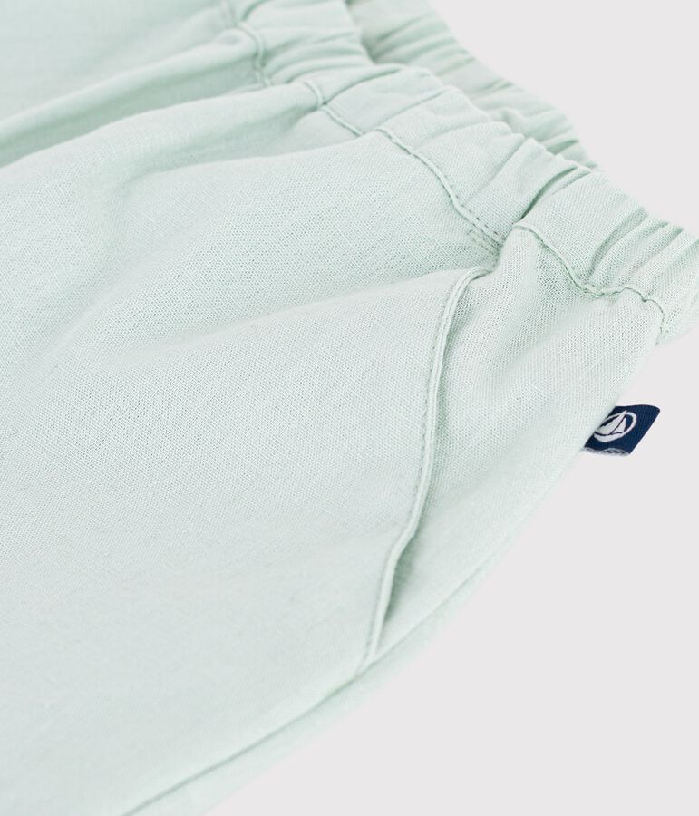 Pantal&oacute;n liso de algod&oacute;n/lino para beb&eacute; azul