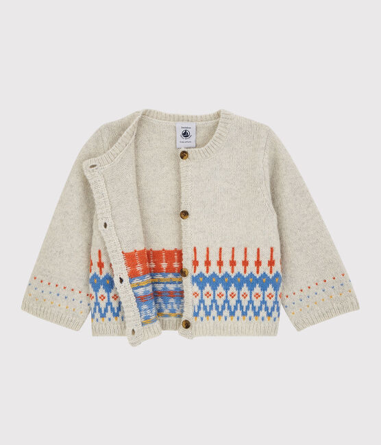 Cárdigan de Jacquard de bebé de tejido de punto con lana. beige MONTELIMAR CHINE