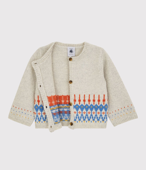 C&aacute;rdigan de Jacquard de beb&eacute; de tejido de punto con lana. MONTELIMAR CHINE