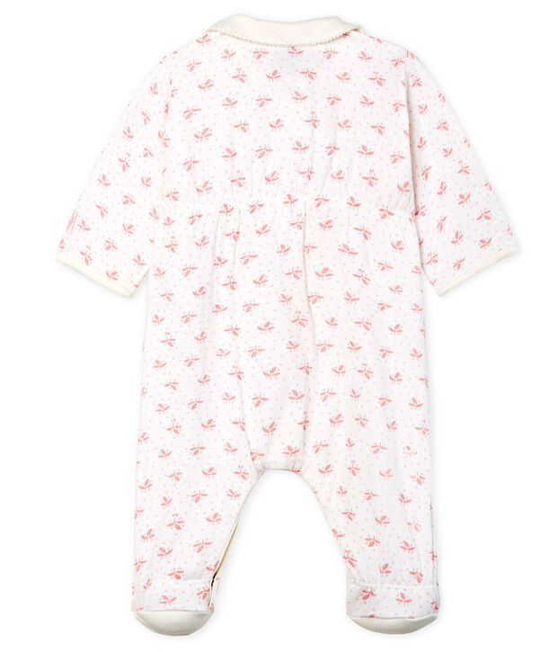 Pelele de tejido t&uacute;bico para beb&eacute; ni&ntilde;a blanco/rosa