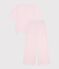 Pijama de algod&oacute;n a rayas de pernera ancha para mujer rosa/blanco
