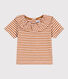 Blusa de punto flameado de manga corta a rayas para bebé