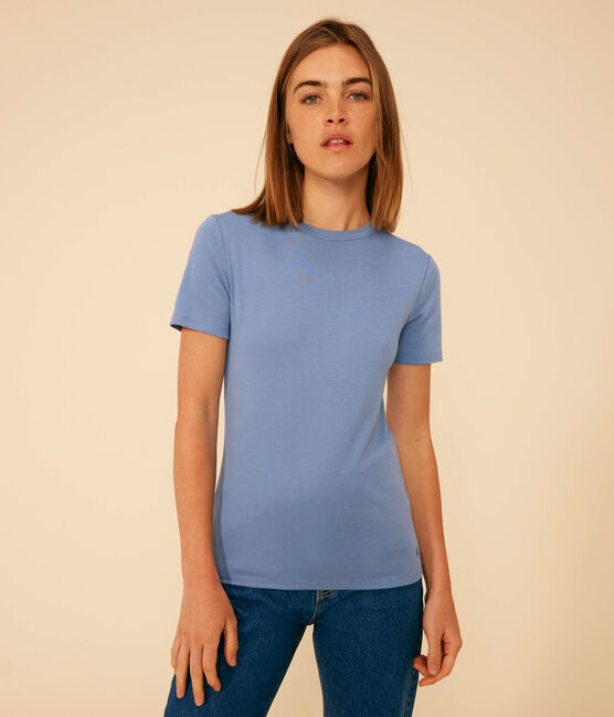 Camiseta L'ICONIQUE de algodón con cuello redondo para mujer azul BEACH