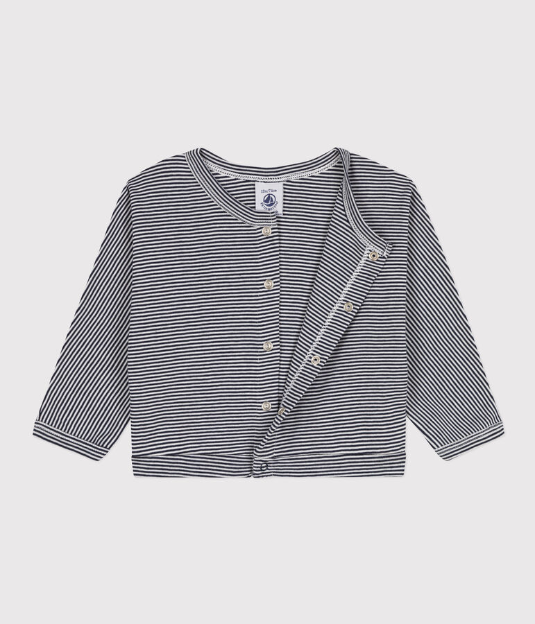 C&aacute;rdigan de algod&oacute;n para beb&eacute; azul/blanco