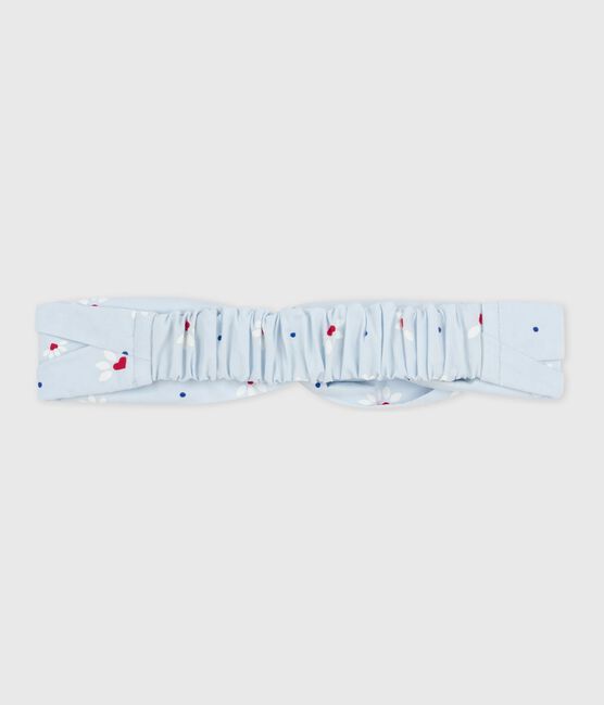 Diadema infantil de popelina con estampado de flores azul FRAICHEUR/blanco MULTICO