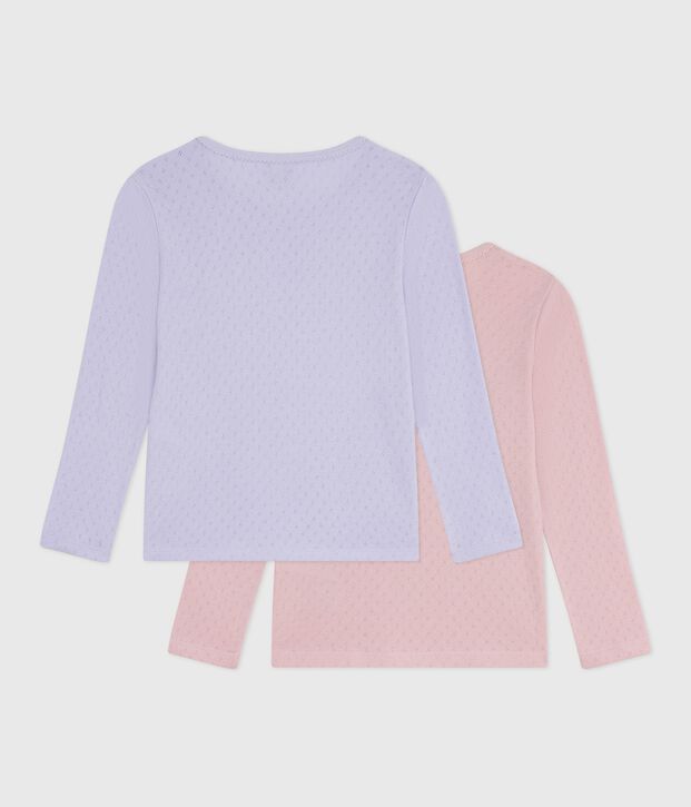 Juego de camisetas infantiles de algod&oacute;n calado de manga larga multicolor