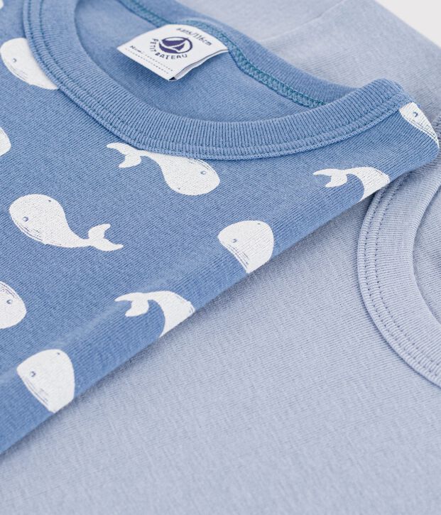 Juego de camisetas infantiles de algod&oacute;n de manga corta con estampado de ballenas multicolor