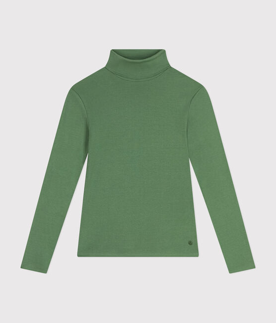 Camiseta Iconique de cuello vuelto de algodón para mujer verde PALMERAIE