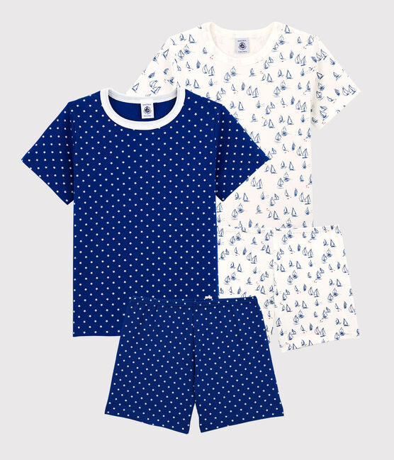 Juego de 2 pijamas cortos, uno de veleros y otro de estrellas, de algodón de niño variante 1