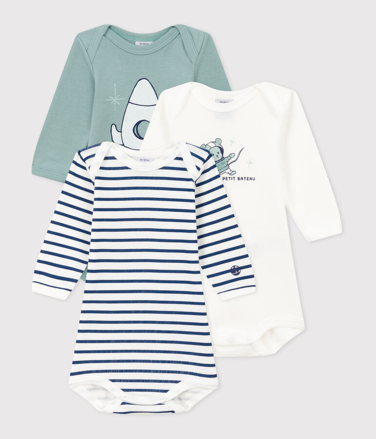 Juego de 3 bodis de algod&oacute;n de manga larga para beb&eacute; multicolor