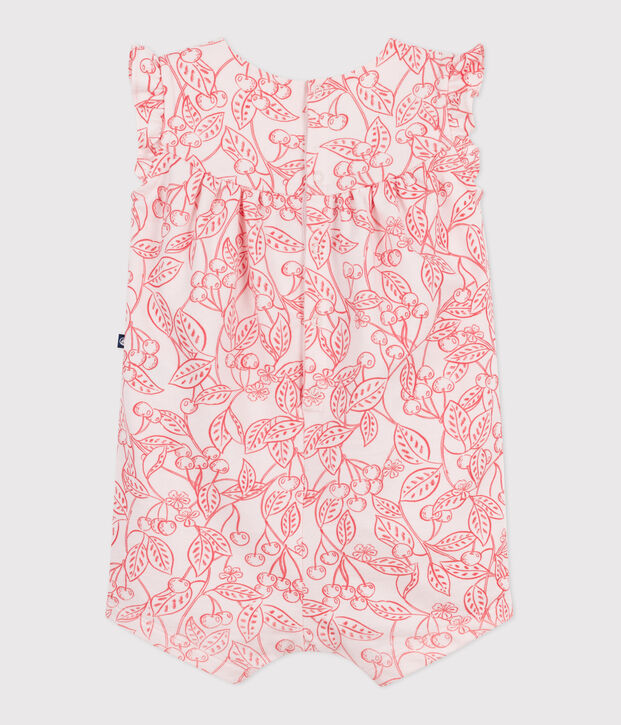 Pelele corto de algod&oacute;n sin mangas con estampado de cerezas rosas para beb&eacute; rosa/rojo