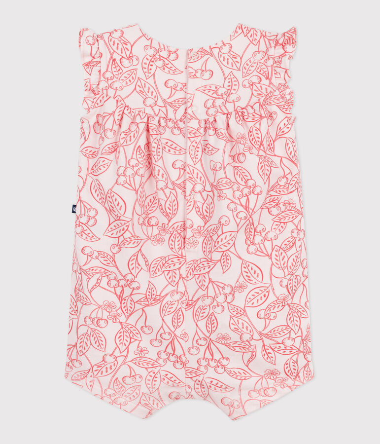 Pelele corto de algod&oacute;n sin mangas con estampado de cerezas rosas para beb&eacute; rosa/rojo