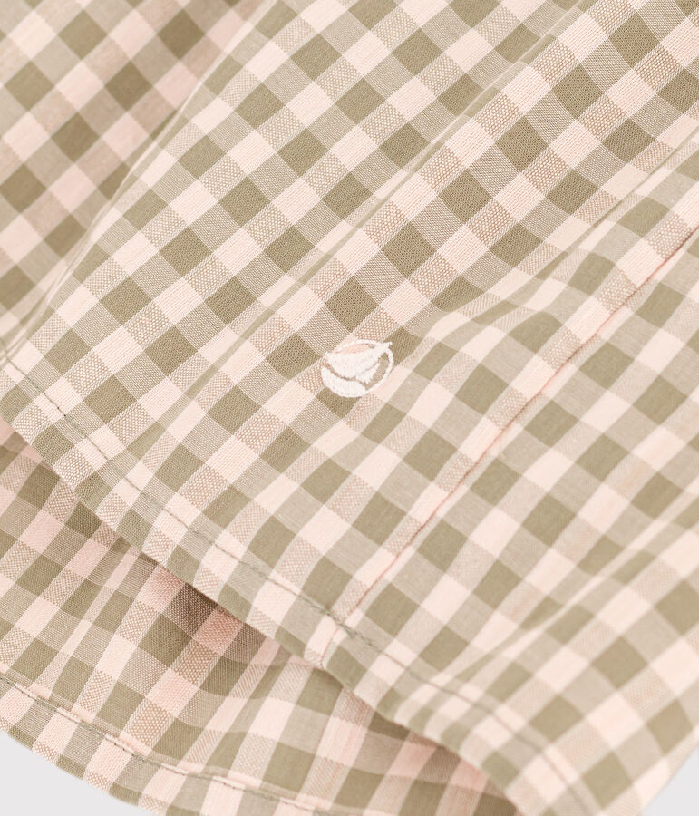 Vestido de manga corta de milrayas de ni&ntilde;a verde/rosa