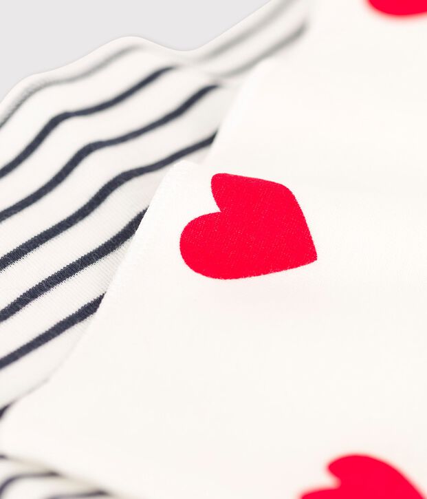 Juego de 2 bandanas-baberos para beb&eacute; con corazones de algod&oacute;n multicolor