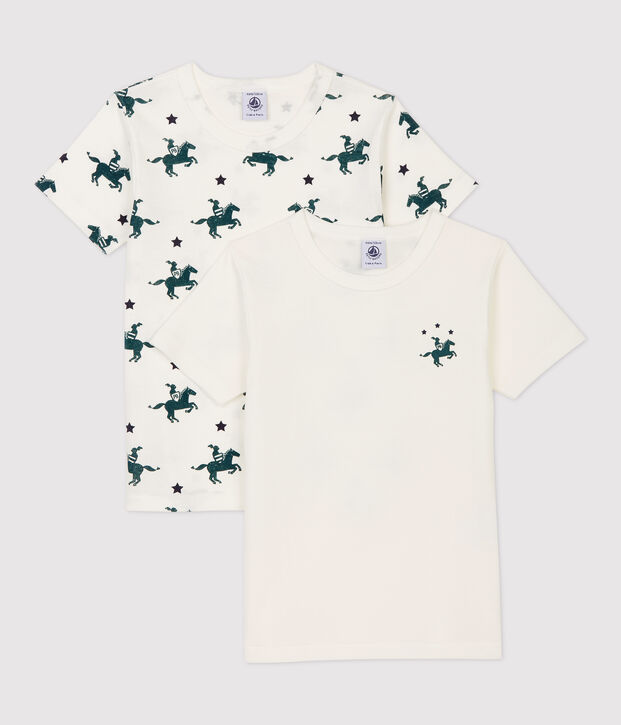 Juego de 2 camisetas de manga corta con estampado de caballeros de ni&ntilde;o de algod&oacute;n multicolor