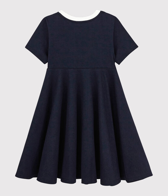 Vestido de manga corta de punto de niña azul SMOKING