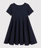 Vestido de manga corta de punto de niña azul SMOKING