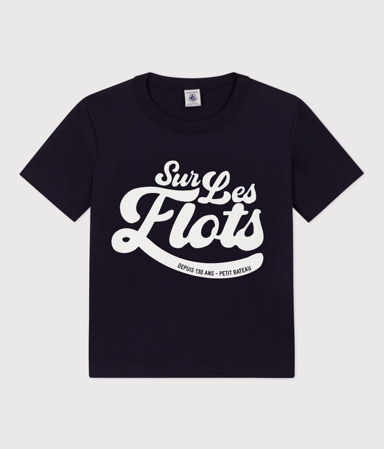 Camiseta de algodón de manga corta para niño azul SMOKING